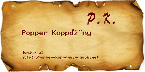 Popper Koppány névjegykártya